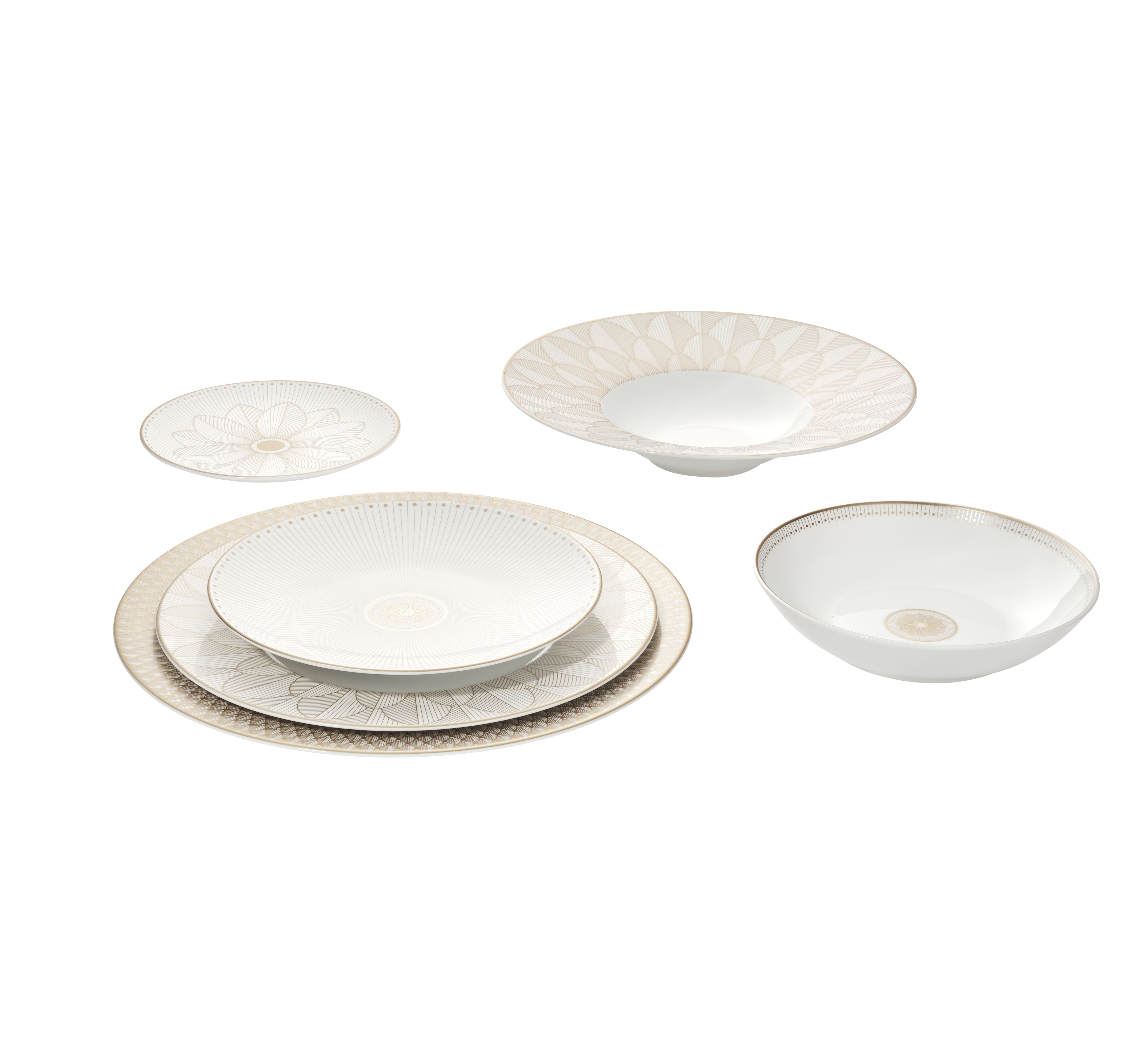 Christofle ホワイト金縁皿２枚組 Round platter 40cm Albi Silver plated
